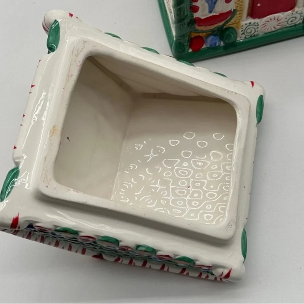 Christmas Gingerbread House Cookie Jar Ceramic In‎ Original Box Xmas Baking